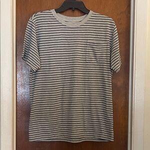 Simply Styled Gray Tee with Black Stripes